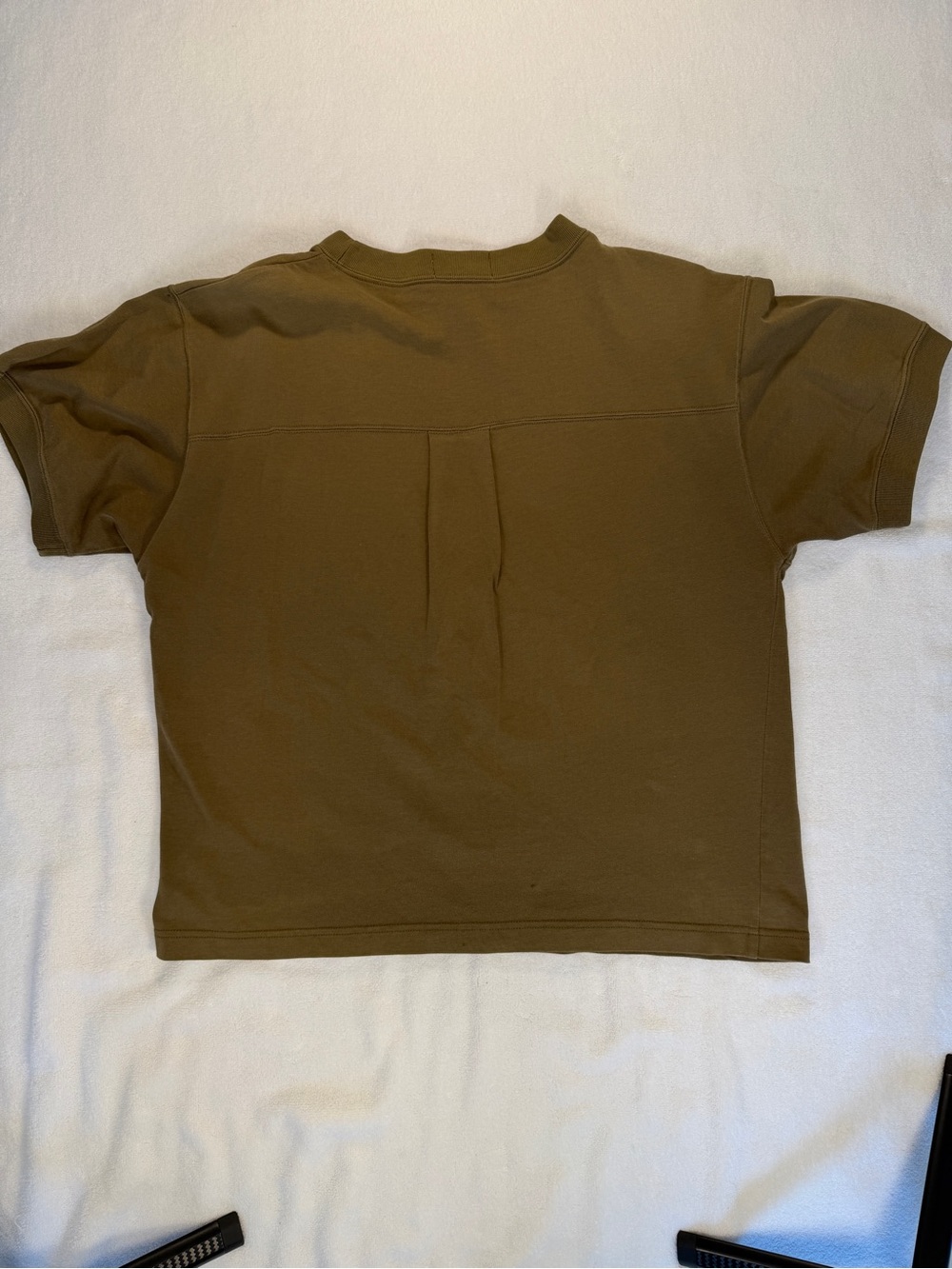 Vintage St Michael Olive Brown Boxy Pocket Tee Womens M/L Minimalist Cotton - Picture 2 of 5